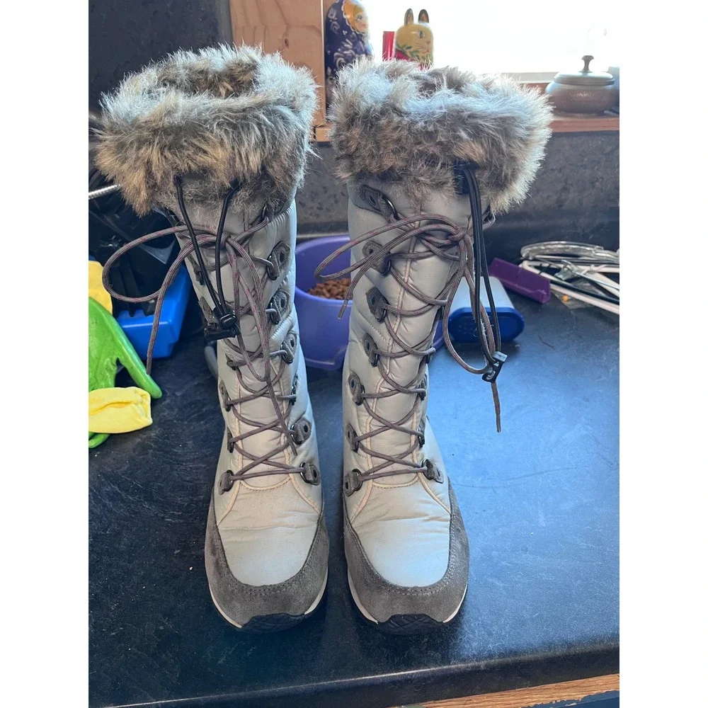LL Bean Carabassett Boots Waterproof TEK2.5 Faux Fur‎ Snow Boots Womens 8